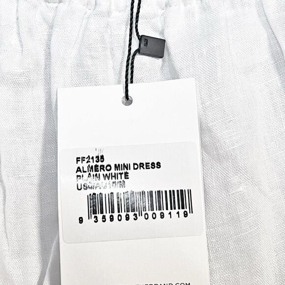 Faithfull The Brand Almero Mini Dress - Plain White Size 6 Boho Linen NWT - Picture 14 of 16